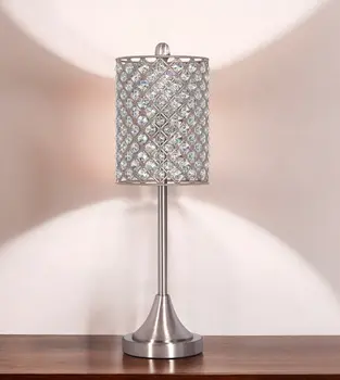 Set of Two 24" Silver Metal Table Lamp With Clear Drum Shade