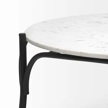 36" Brown and Black Wood and Metal Round Coffee Table