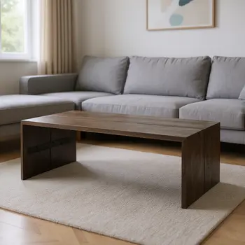 25" Brown Solid Wood Live Edge Coffee Table