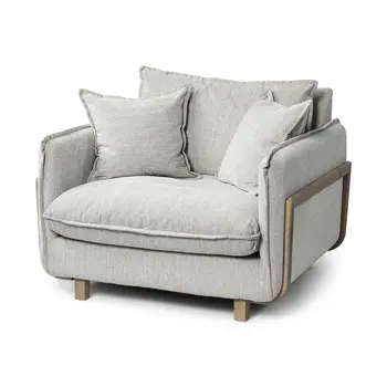 42" Gray and Brown Fabric Club Chair