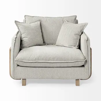 42" Gray and Brown Fabric Club Chair