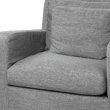 38" Gray and Brown Linen Arm Chair
