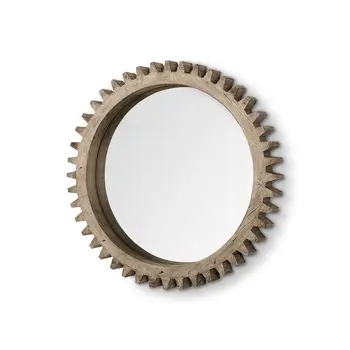 35" Brown Abstract Wood Framed Accent Mirror
