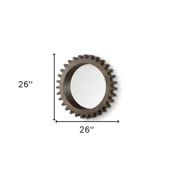 26" Dark Brown Abstract Wood Framed Accent Mirror