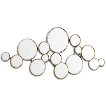 20" Gold And Silver Abstract Metal Framed Accent Mirror