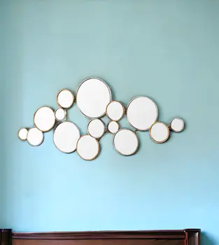 20" Gold And Silver Abstract Metal Framed Accent Mirror