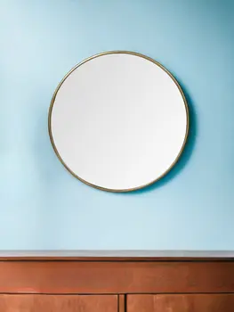 47" Gold Round Metal Framed Accent Mirror