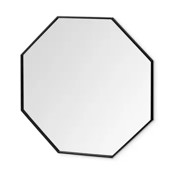 38" Black Octagon Metal Framed Bathroom Vanity Mirror