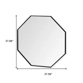 38" Black Octagon Metal Framed Bathroom Vanity Mirror