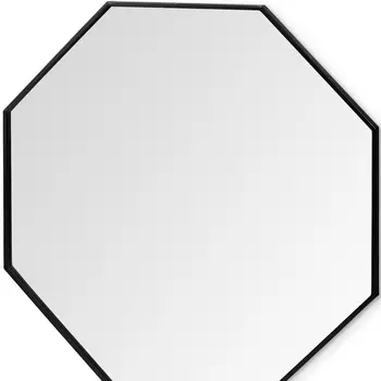 38" Black Octagon Metal Framed Bathroom Vanity Mirror