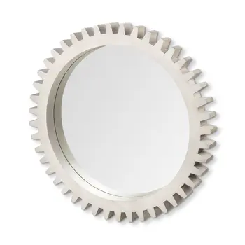 36" White Abstract Wood Framed Accent Mirror
