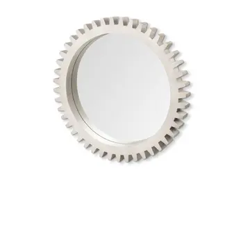 36" White Abstract Wood Framed Accent Mirror