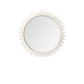 36" White Abstract Wood Framed Accent Mirror