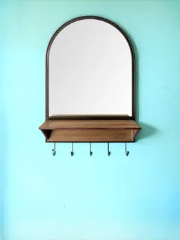 30" Brown Arch Wood Framed Accent Mirror