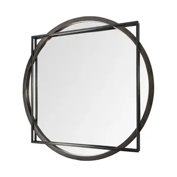 46" Black Abstract Metal Framed Accent Mirror