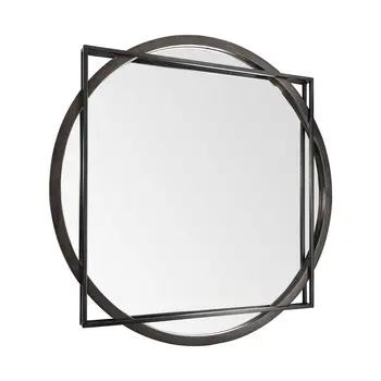 46" Black Abstract Metal Framed Accent Mirror