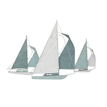 Sailboat Metal Centerpiece  In Distressed Finish