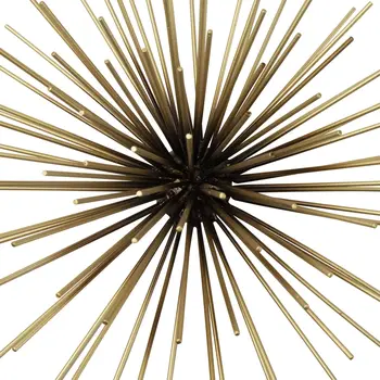 Set Of 3 Starburst Black And Gold Metal Wall Art