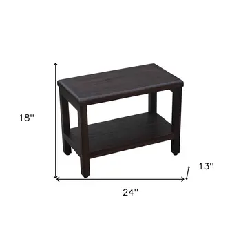Rectangular Teak Shower Bench With Shelf In Brown Finish