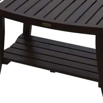 Contemporary Teak Shower Bench With Handles In Brown Finish