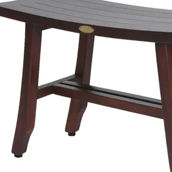 Contemporary Teak Shower Stool Or Bench In Brown Finish