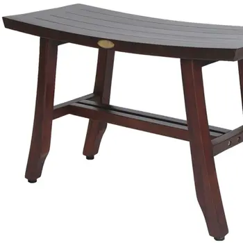 Contemporary Teak Shower Stool Or Bench In Brown Finish