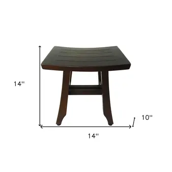 14" Brown Teak Shower Bench