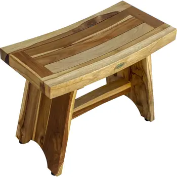 Contemporary Teak Outdoor Bench In Natural Finish
