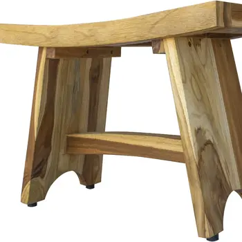 Contemporary Teak Outdoor Bench In Natural Finish