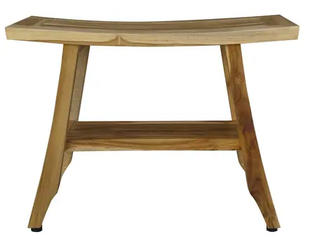 18" X 24" Natural Teak Rectangular Shower Bench With Shelf