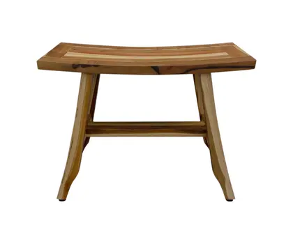 24" Brown Teak Rectangular Shower Bench