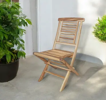 23" Natural Solid Wood Outdoor Dining Chair