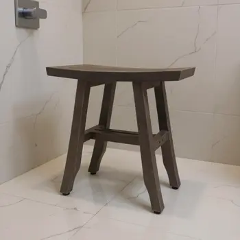 18" Antiqued Gray Teak Rectangular Shower Bench