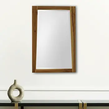 35" Brown Wood Accent Mirror