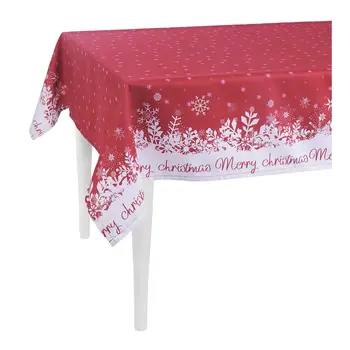 55" X 84" Red And White Polyester Tablecloth