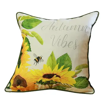 Set of Four 18" Green Fabric Throw Pillow Covers