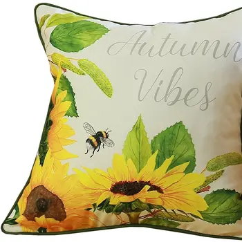 Set of Four 18" Green Fabric Throw Pillow Covers