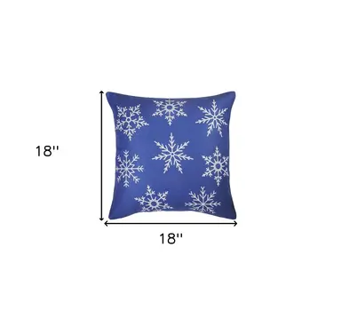 Set Of 4 18" Christmas Snowflakes Throw Pillow Cover In Blue