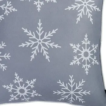 Set of Four 18" Gray Christmas Snowflakes Fabric Throw Pillow Covers