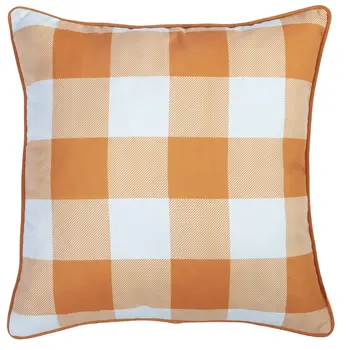 Set of Four 18" Orange And White Fabric Throw Pillow Covers