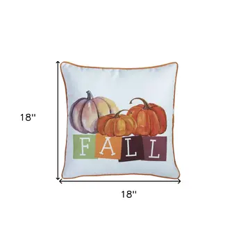 Set of Four 18" Orange And White Fabric Throw Pillow Covers