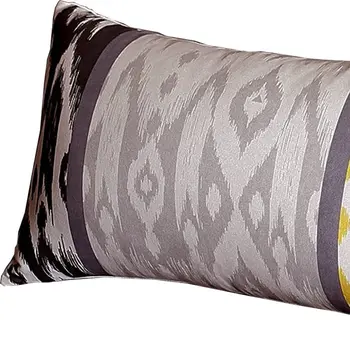 Set of Four 12" X 20" Gray Fabric Lumbar Throw Pillow Covers
