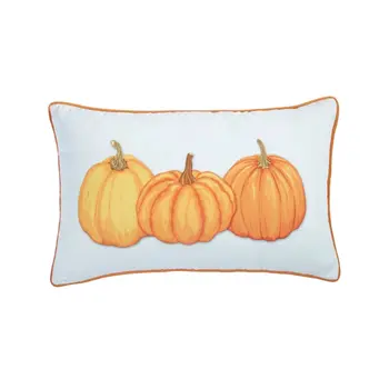 Set Of Four 20" Orange Pumpkin Trio Lumbar Throw Pillow Covers