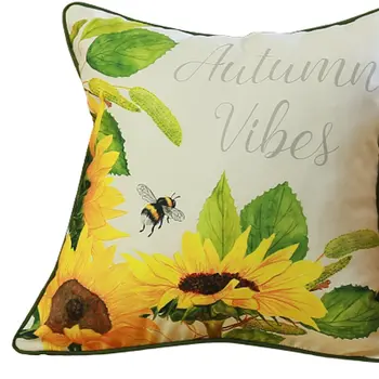 Set of Two 18" Green And White Fabric Throw Pillow Covers