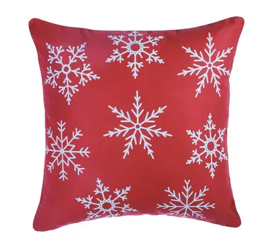 Set Of Two Red 18" Christmas Snowflakes Throw Pillow Covers