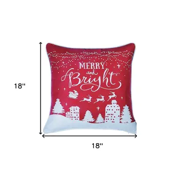 Set of Two 18" Red and White Christmas Throw Pillow Covers
