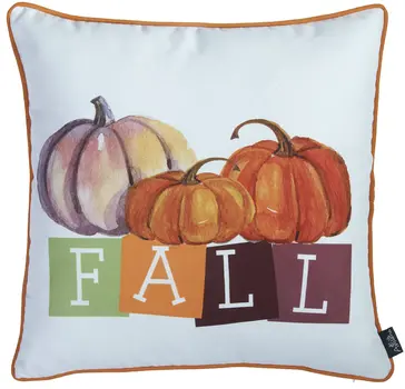 Set of Two 18" Orange And White Fall Plaid Fabric Throw Pillow Covers