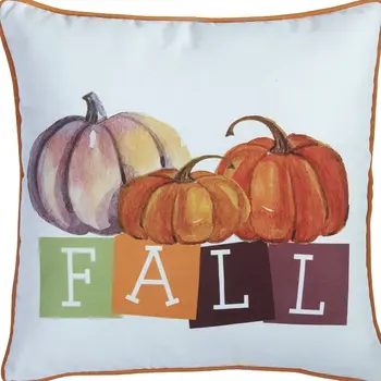 Set of Two 18" Orange And White Fall Plaid Fabric Throw Pillow Covers
