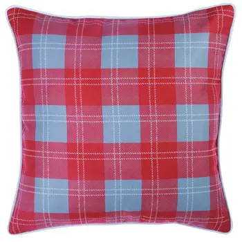 Set of Four 18" Red and White Fabric Throw Pillow Covers