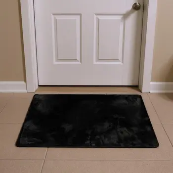 3' X 5' Black Faux Fur Area Rug